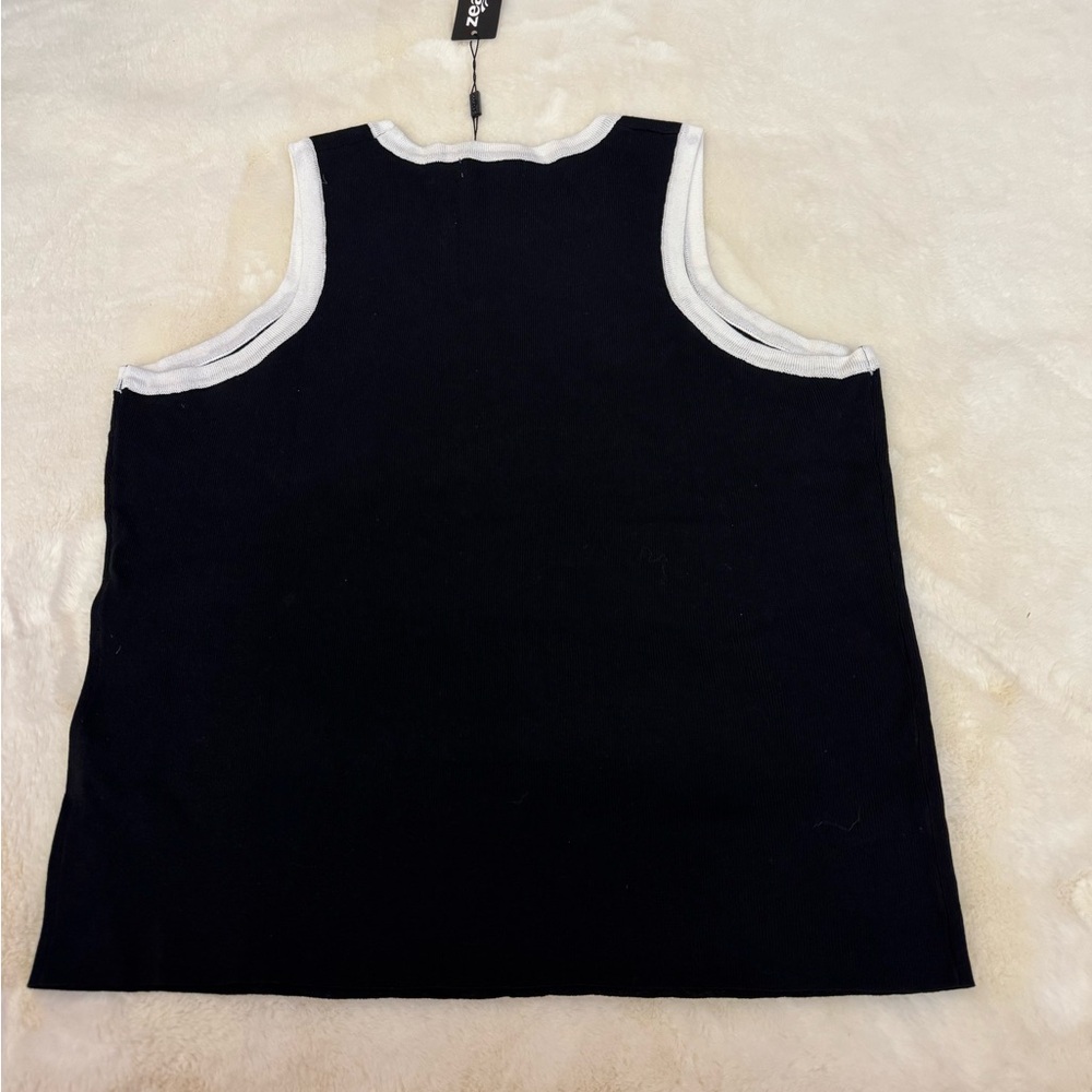 Black and White Ribbed Tank Top - Picture 6 of 12
